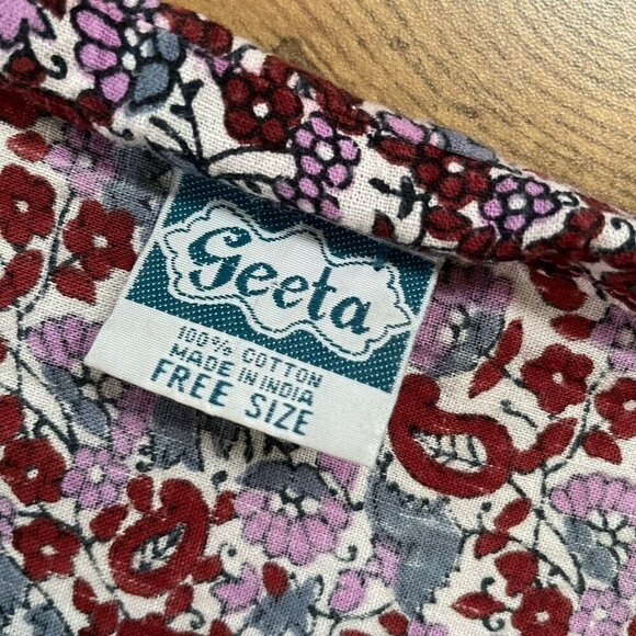 Vintage Geeta Womens Dress Free Size OS India Floral Boho Halter Midi Sundress - Picture 9 of 9